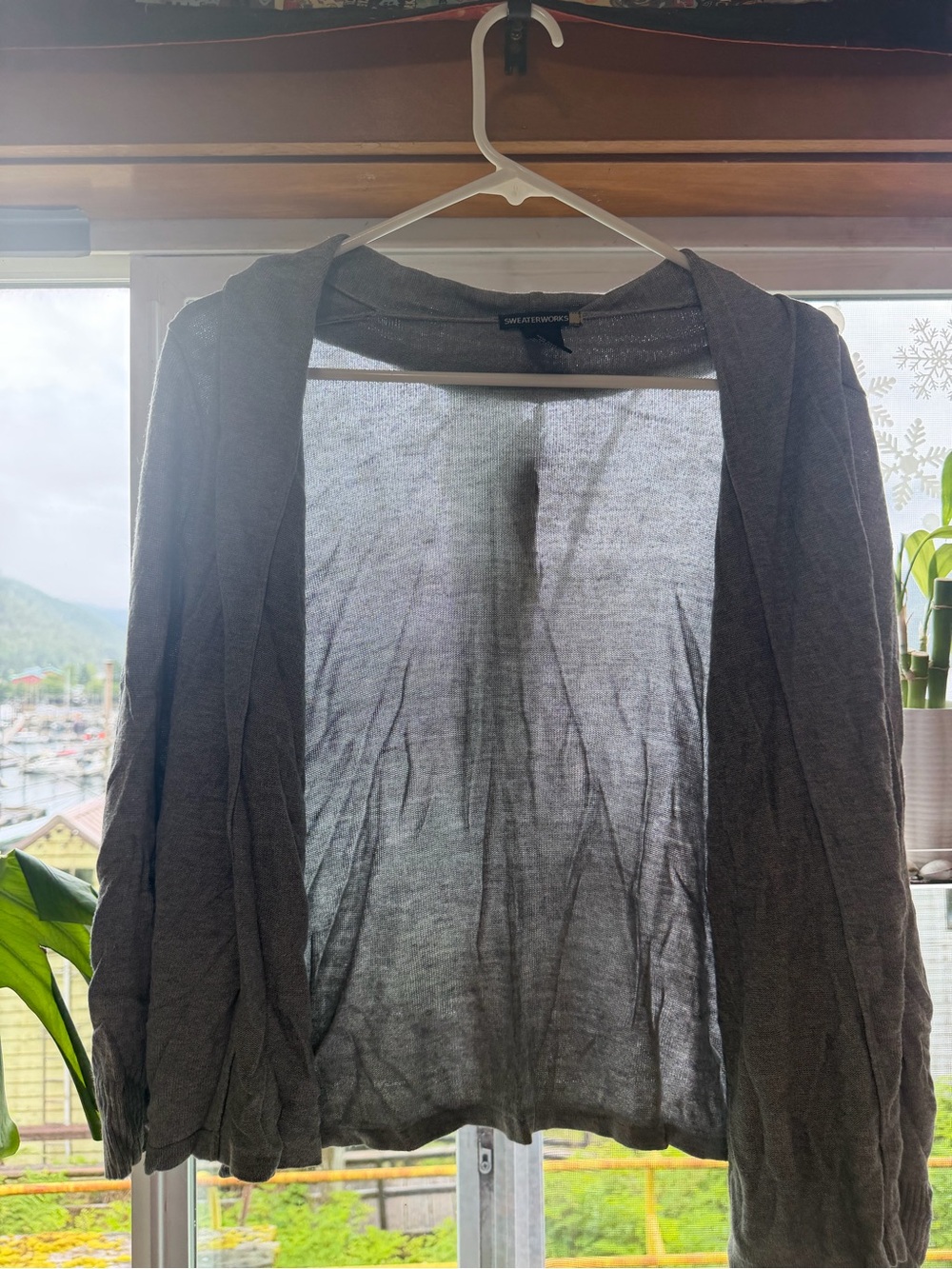Sweaterworks Gray Open-Front Lightweight Cardigan